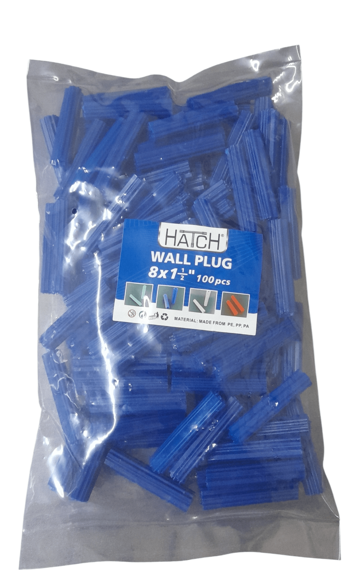 Wall Plug - Blue Straight HATCH (M8)