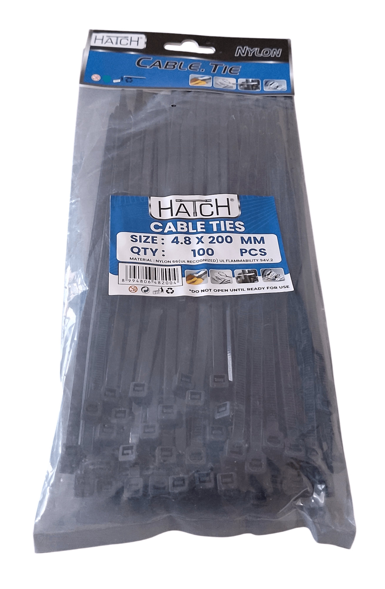 Cable Tie - Black HATCH 200mm