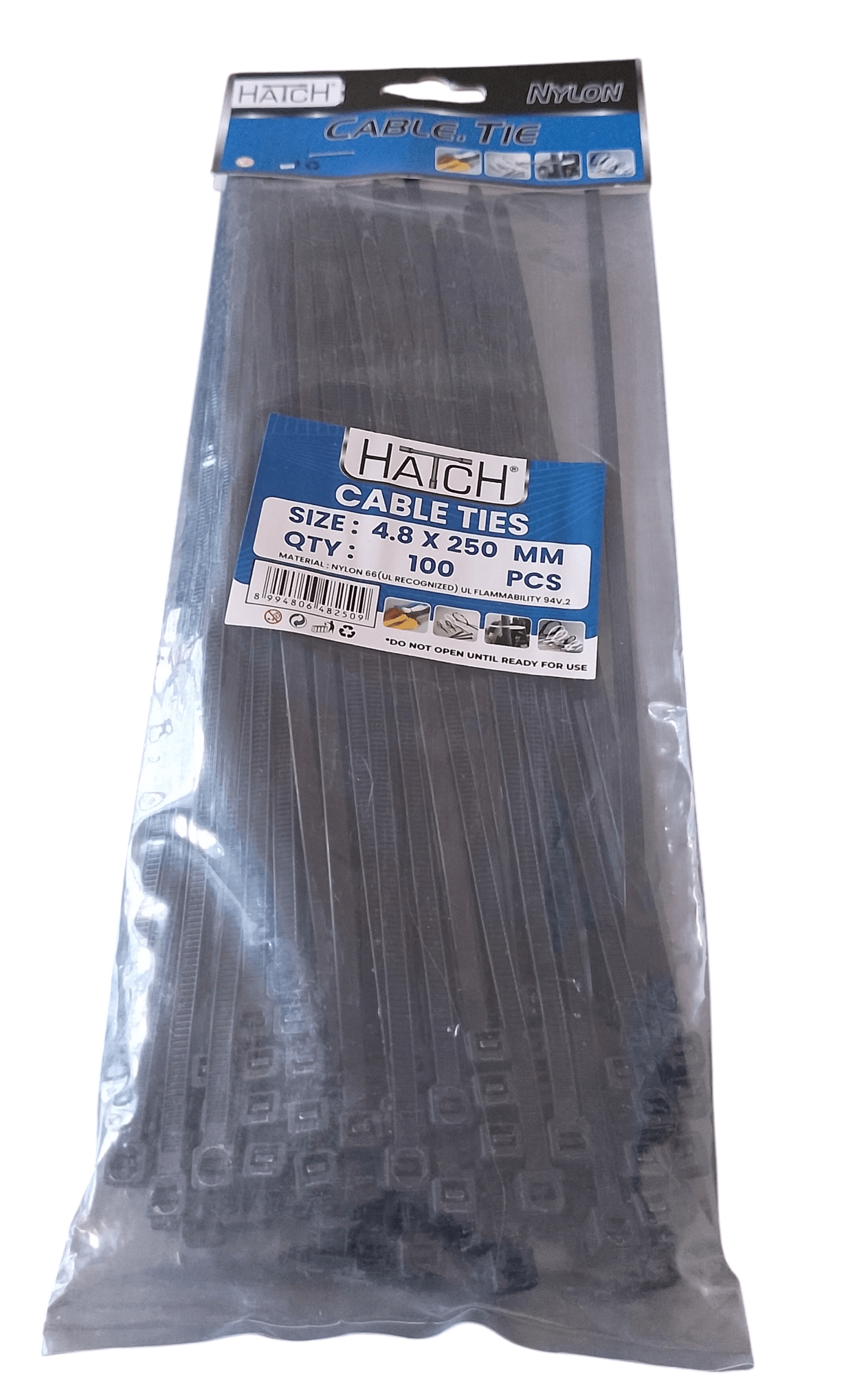 Cable Tie - Black HATCH 250mm